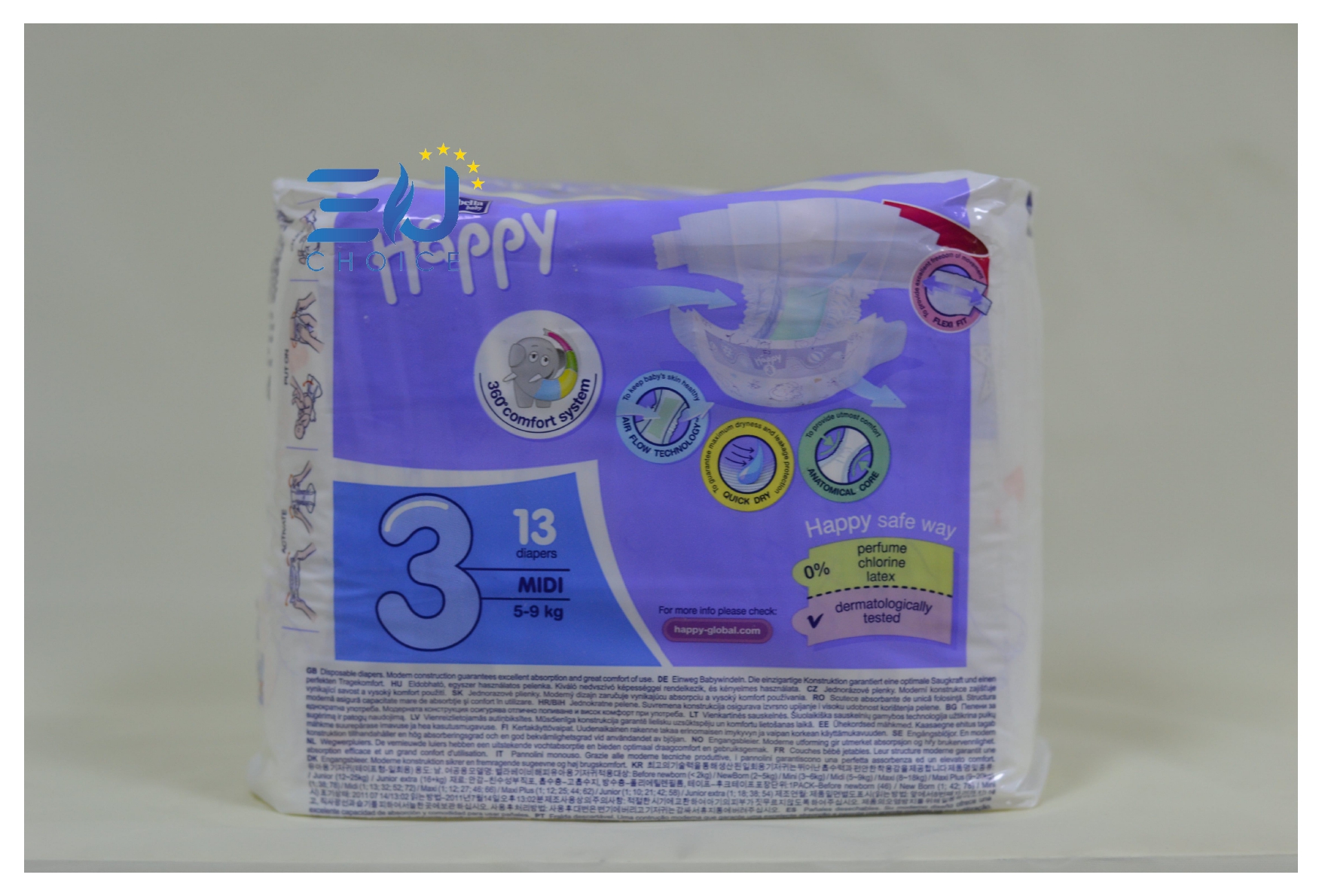 Bỉm T3, tã dán cao cấp BELLA HAPPY nhập khẩu Pháp 52 miếng cho bé 5-9kg thoáng mát, thấm hút, chống tràn