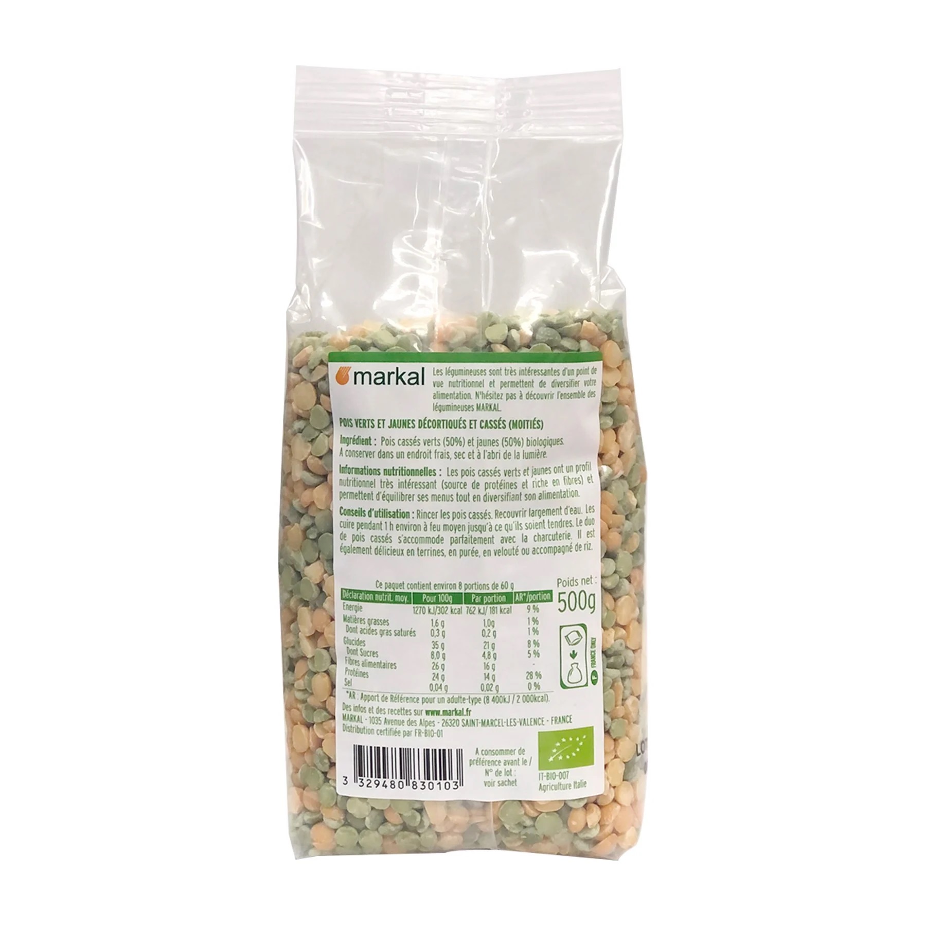 Đậu Hà Lan hữu cơ (xanh & vàng) Markal Duo Peas 500g