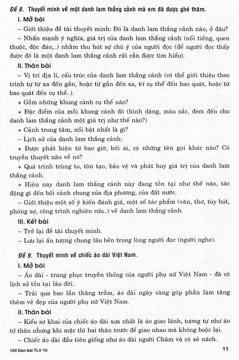 100 Dàn Bài Chi Tiết Làm Văn Lớp 10