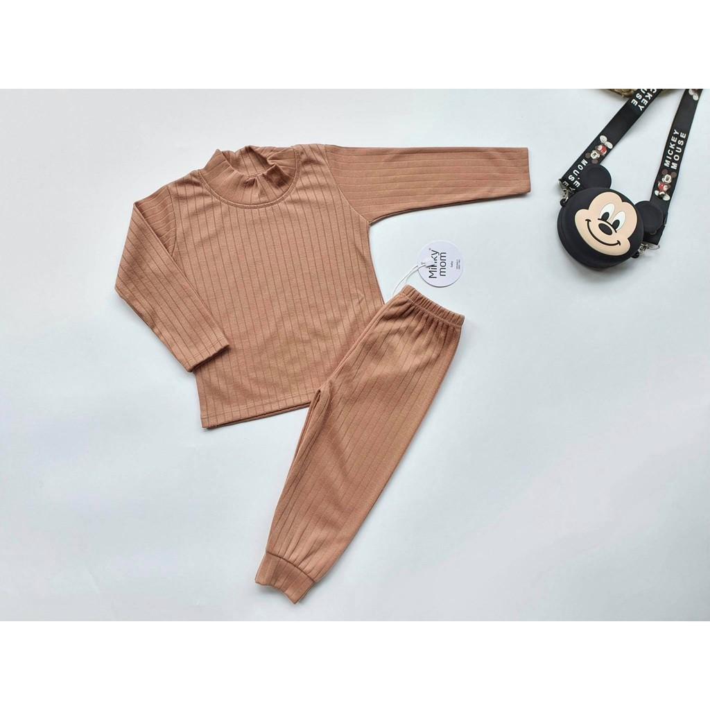 Bộ Cổ 3 Phân Chất Len Đũa Cho Bé Bộ Thu Đông Dài Tay Cho Bé Trai Bé Gái Thiết kế Cổ Cao Giữ Ấm Tốt Cho Bé Khi Ngủ