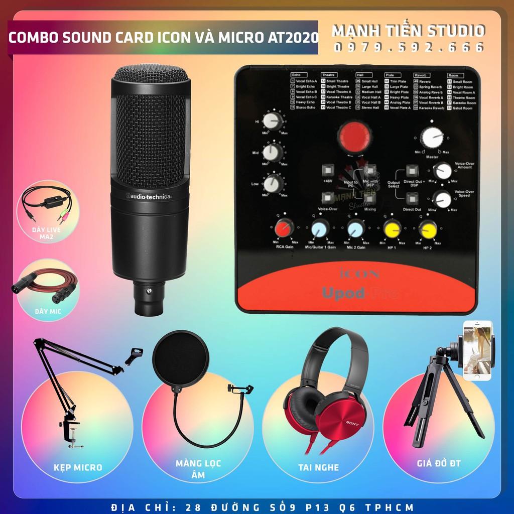 Trọn Bộ Combo Micro Audio-Technica AT2020 + Soundcard Icon Upod Pro + Full Phụ Kiện