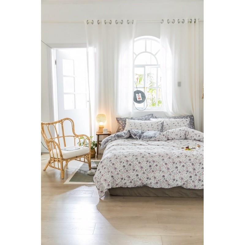 Chăn Ga Gối Cotton Living Hàng Nhập khẩu Cao Cấp 100% 4 Món Nhiều Mẫu Vintage Hoa Nhí Xám Có Thể Dùng 2 Mặt