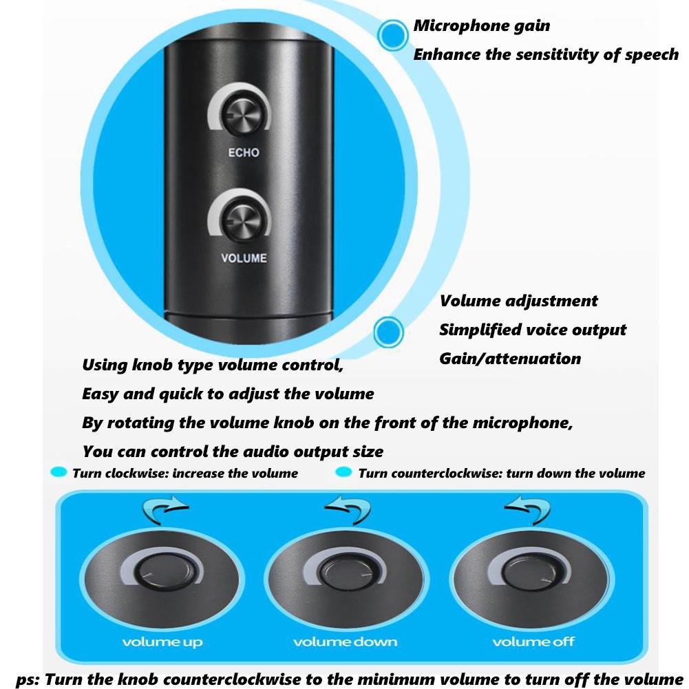 Bộ micro cổng USB 192KHZ/24BIT có giá đỡ có thể điều chỉnh cho máy tính