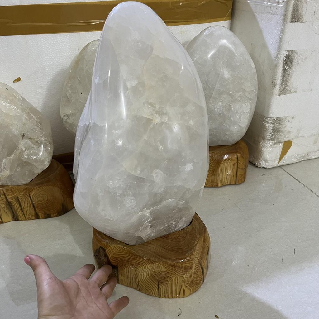 Đá, trụ đá thạch cao 38 cm nặng 11 kg tự nhiên cho người mệnh Thủy và Kim cả đế