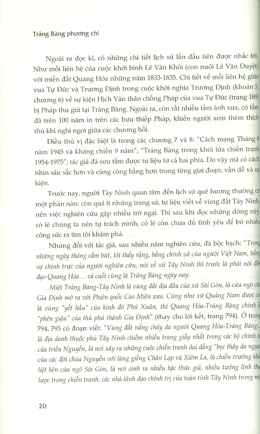 Tràng Bàng phương chí - Lịch sử, văn hóa vùng đất và con người nam Tây Ninh