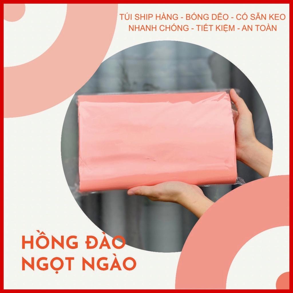 Túi gói hàng niêm phong size 25x35 cuộn 100 túi loại dẻo bóng màu hồng đào