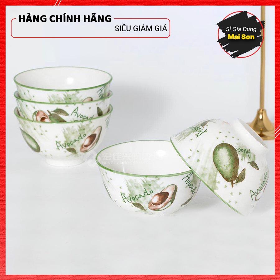 Combo 10 Bộ Chén Bát Ăn Cơm Cao Cấp In Hoạ Tiết 4D Sang Trọng Chất Liệu Gốm Sứ Phong Cách Nhật Bản Dày 11,5 MM