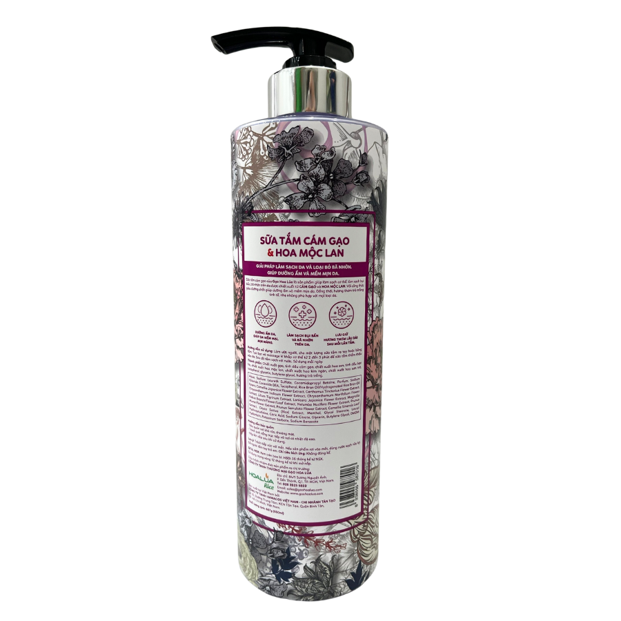 Sữa Tắm Cám Gạo - Chiết xuất từ Cám Gạo &amp; Hoa Mộc Lan - Chai 650ml