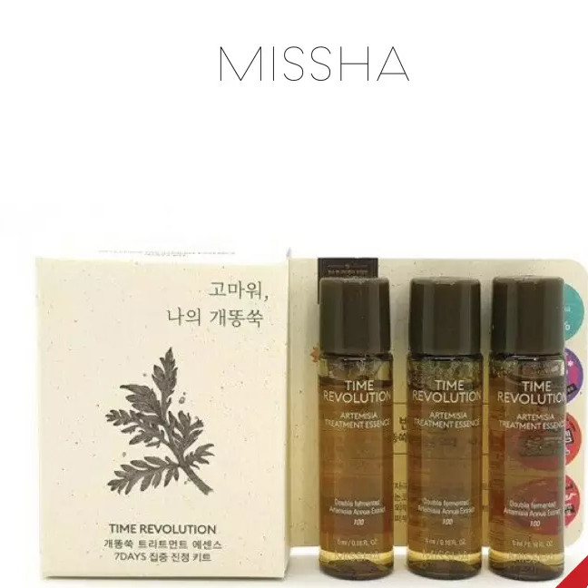 Set 3 Chai Tinh Chất Dưỡng Missha Time Revolution Artemisia Treatment Essence Mini 5ml x3ea