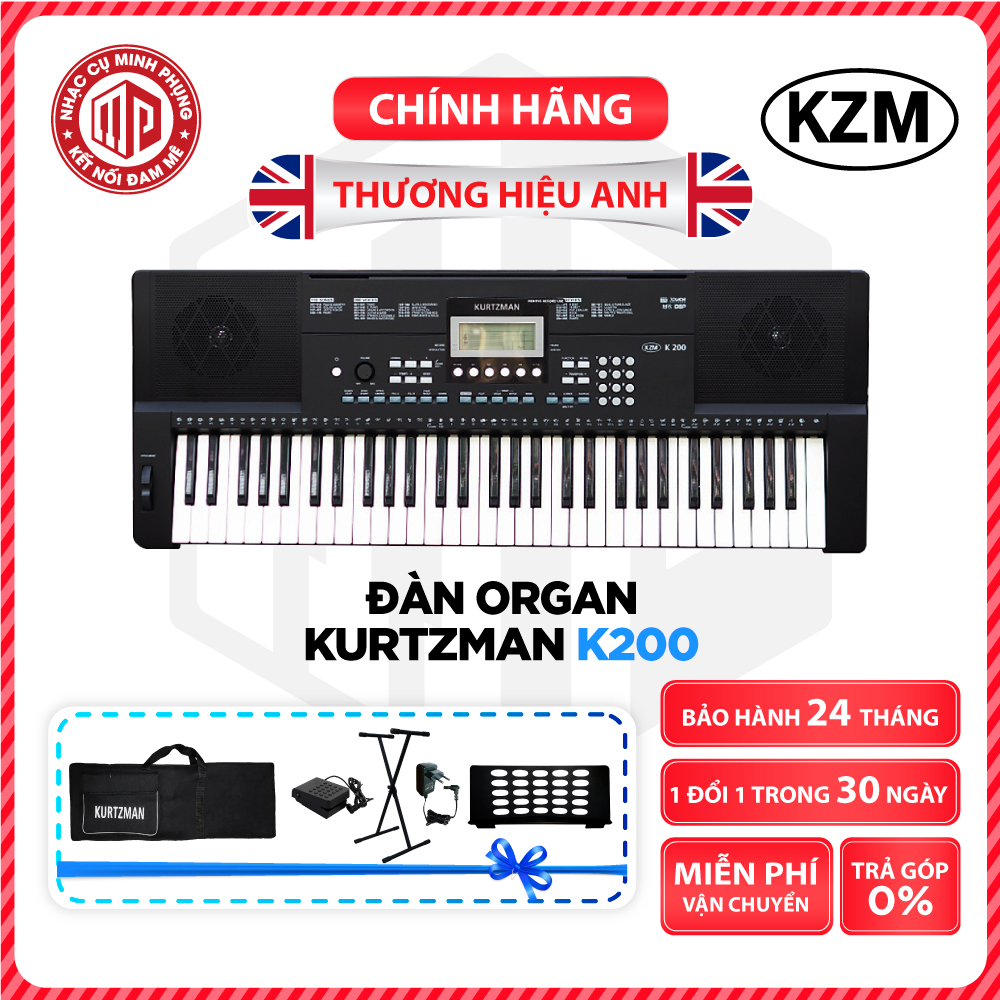 Đàn Organ điện tử/ Portable Keyboard - Kzm Kurtzman K200 - Perfect Starter keyboard - Màu đen (BL) - Hàng chính hãng