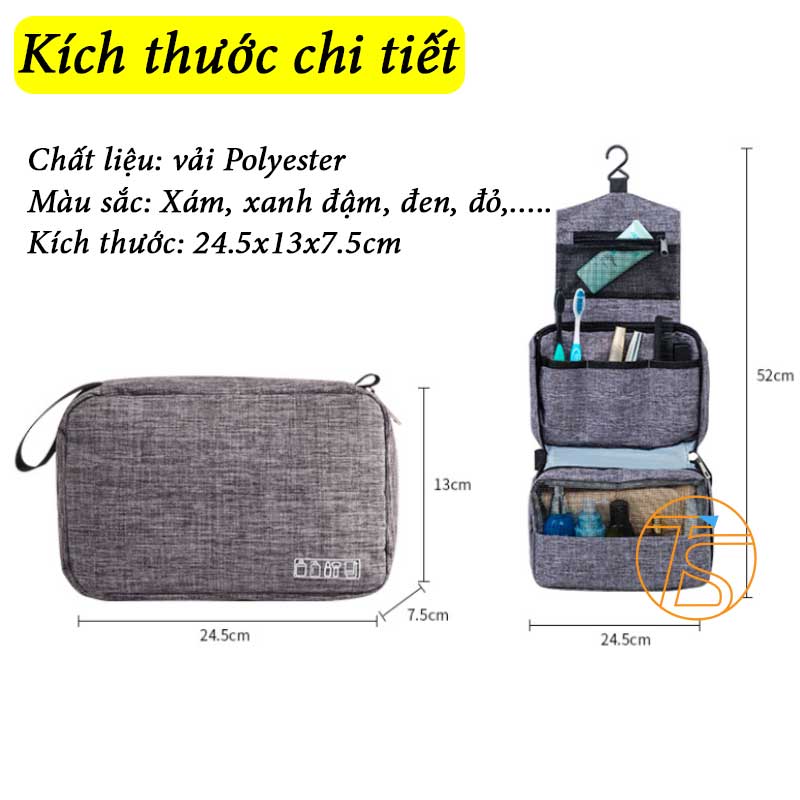 Túi đựng mỹ phẩm nhỏ gọn đi du lịch công tác theo phong cách Hàn Quốc bằng vải chống thấm nước