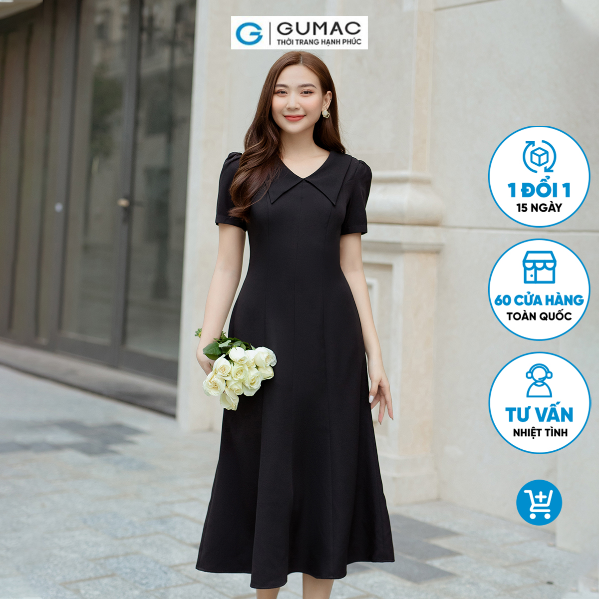 Đầm đuôi cá dáng midi GUMAC DD05055