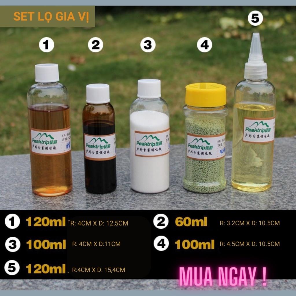 BỘ 5 LỌ ĐỰNG GIA VỊ TIỆN LỢI KHI ĐI DU LỊCH - CẮM TRẠI - DÃ NGOẠI - PICNIC