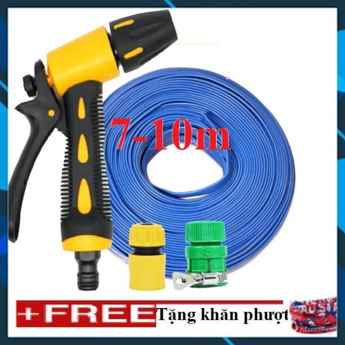 ️ Bộ dây vòi xịt nước rửa xe, tưới cây , tăng áp 3 lần, loại 7m, 10m 206319 cút sập,nối vàng+ khăn phượt
