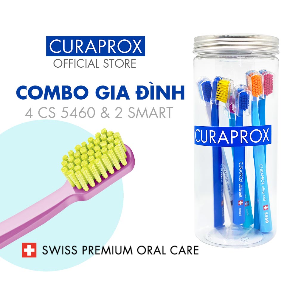 Hộp bàn chải răng Curaprox cho gia đình – Giao màu ngẫu nhiên – Set 6 bàn chải