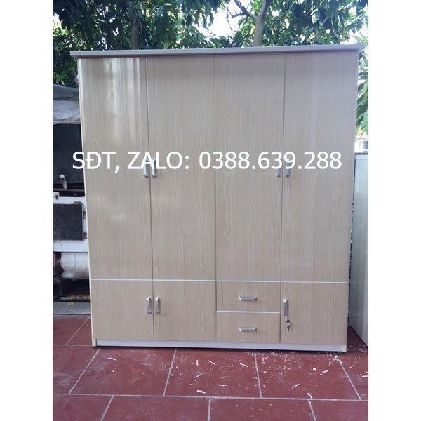 Tủ nhựa đài loan 4 cánh vân gỗ sồi