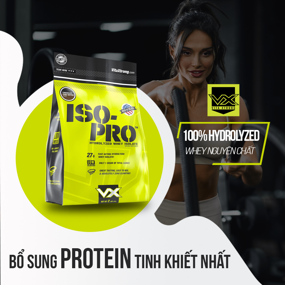 Iso Pro 2lbs Dòng Protein 100% Hydrolyzed Whey Sữa Hỗ Trợ Tăng Cơ - Giảm Mỡ Của VitaXtrong USA