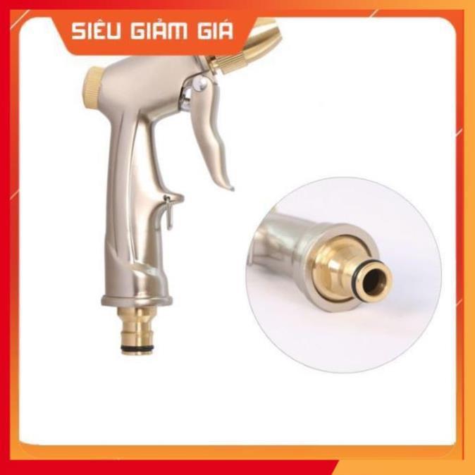 Bộ dây vòi xịt nước rửa xe, tưới cây . tăng áp 3 lần, loại 15m 206701-1 đầu đồng,cút+tặng mở chai
