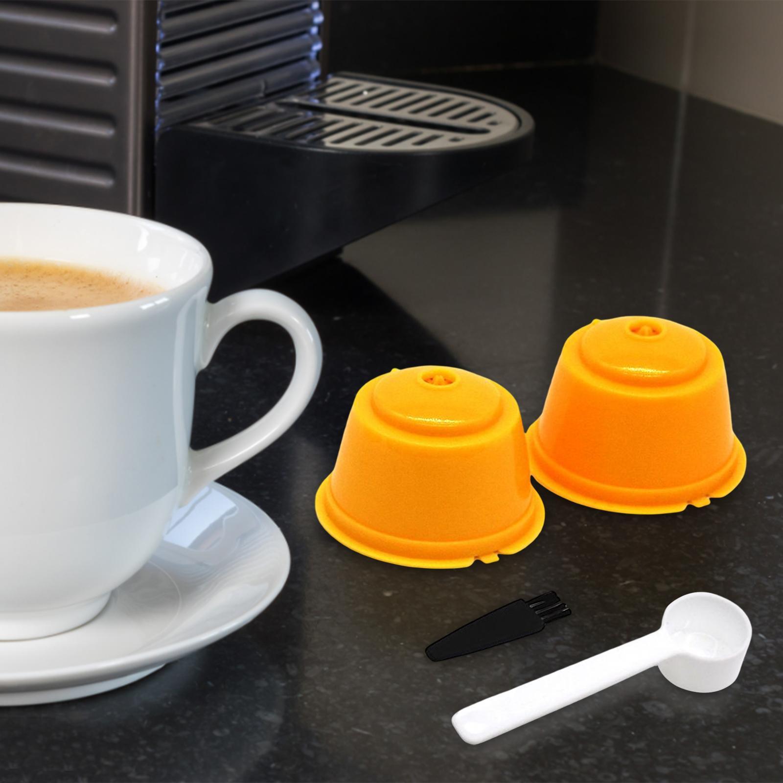 2 Pieces Coffee Filters Spoon Brush Filter Baskets Pod Portable Replacement for Cafe