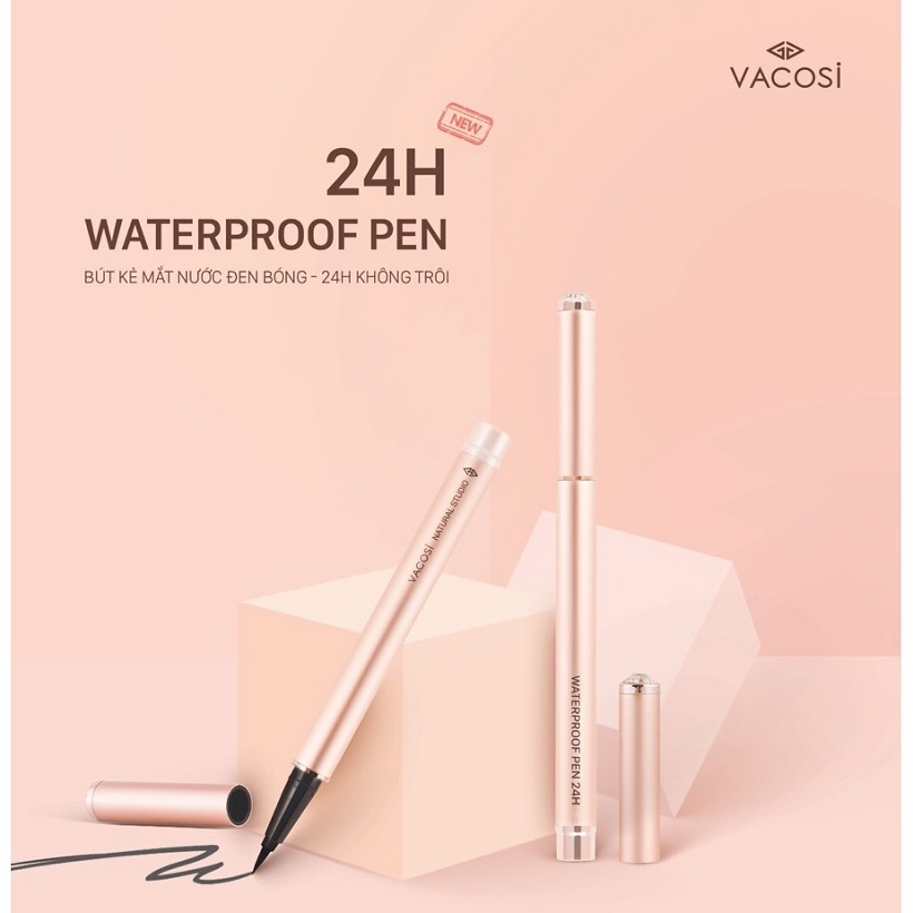 Kẻ mắt nước không trôi Vacosi 24H Waterproof Pen 2g (Rose Gold)
