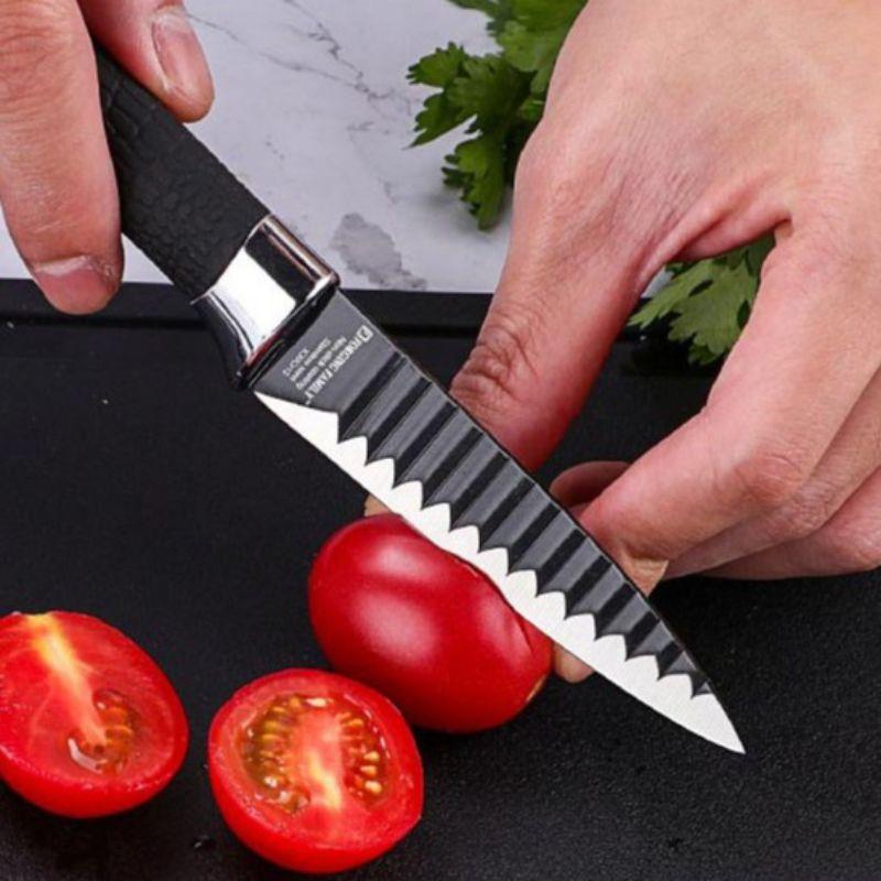 Bộ dao nhật ASAKH lưỡi sóng 6 món cao cấp, chất liệu hợp kim chống gỉ