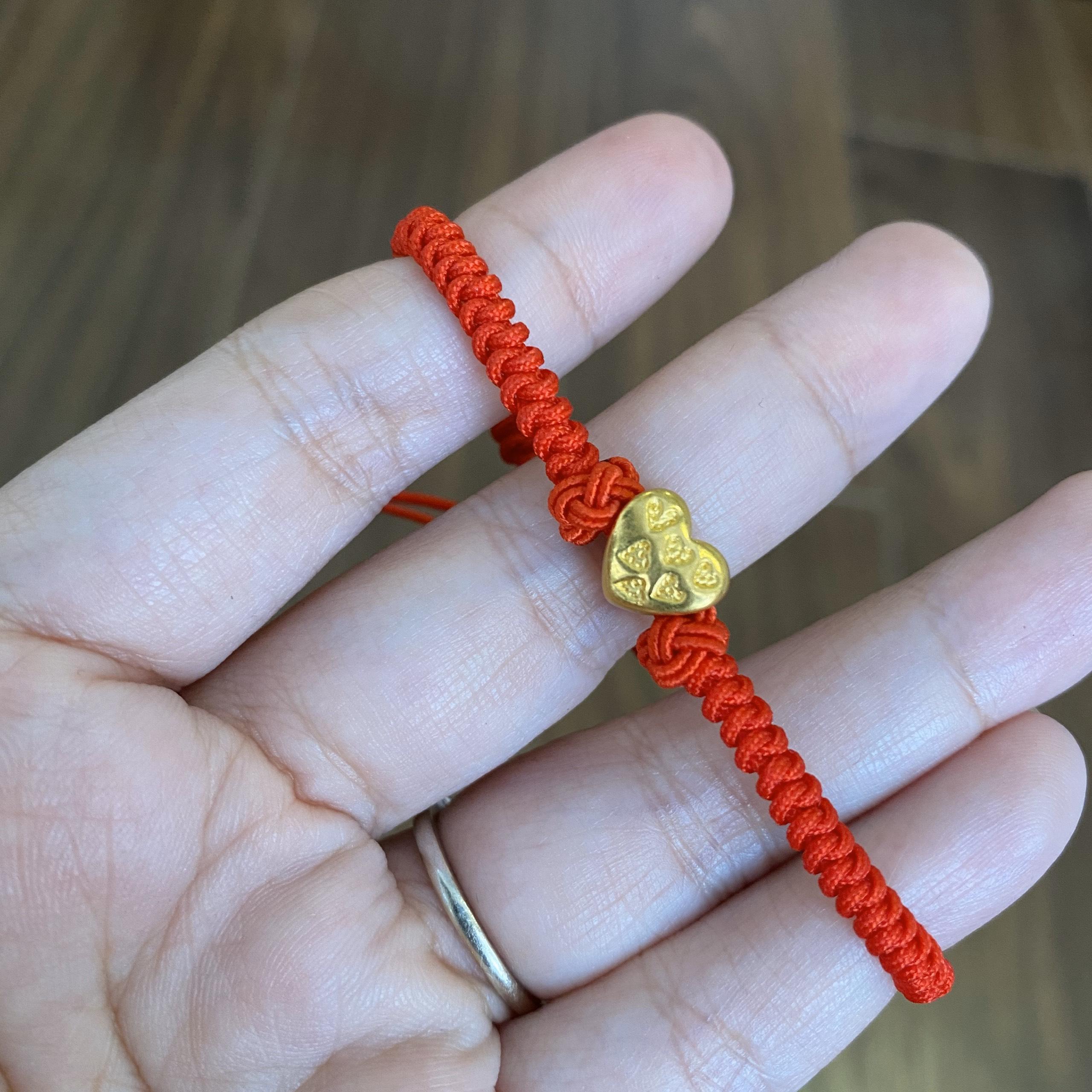 Vòng Tay Chỉ Đỏ Charm Trái Tim 02 Vàng 24K