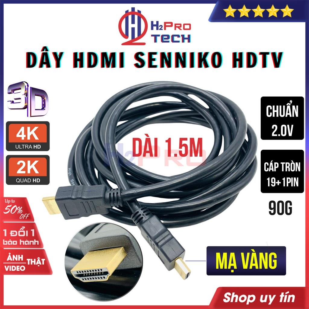 Dây HDMI, Cáp HDMI 2.0 Dài 1.5m, 3m, 5m Tròn Dẻo, Hỗ Trợ 4K SENNIKO HDTV, Đầu Mạ Vàng Cho TV/ Máy Chiếu/ PS4-H2pro Tech