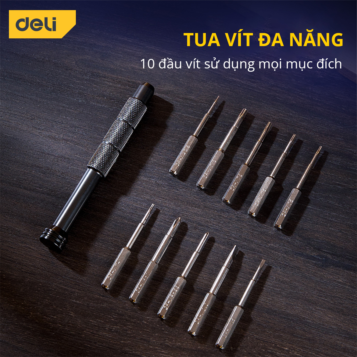 Bộ Tua Vít Sửa Chữa Deli 10 Đầu Vít Đa Năng - Chất Liệu Siêu Bền - Sử Dụng Nhiều Mục Đích DL240011L