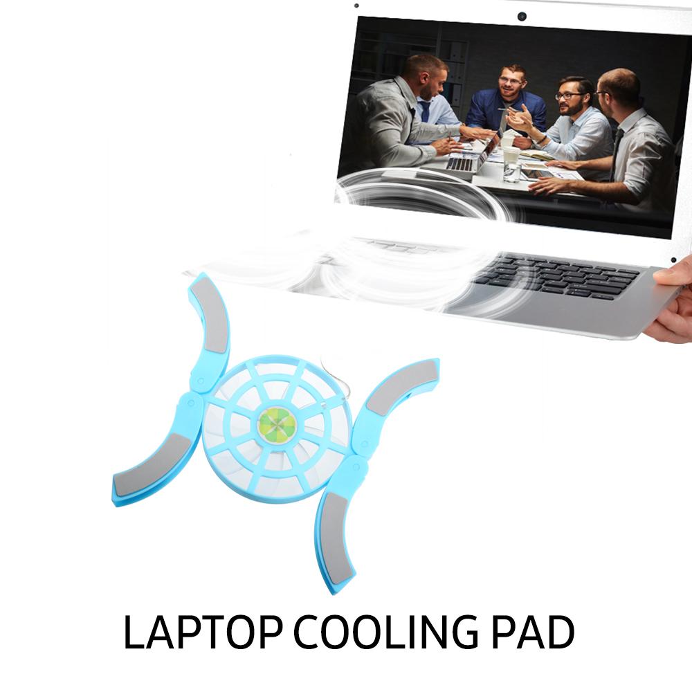 Bàn làm mát máy tính xách tay DR-S04 Gấp tấm làm mát di động USB Hiệu ứng ánh sáng xanh dương với hai quạt làm mát