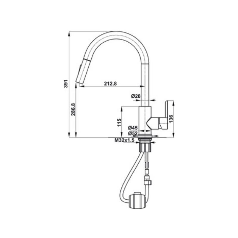 Vòi Rửa Chén Hafele HT21-CH1P287 577.55.230 - Vòi Dây Rút - Hàng Chính Hãng