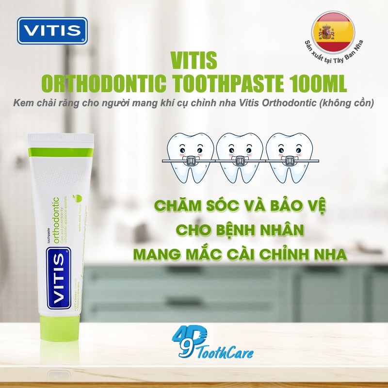 Kem đánh răng cho người mang khí cụ chỉnh nha Vitis Orthodontic 100ml