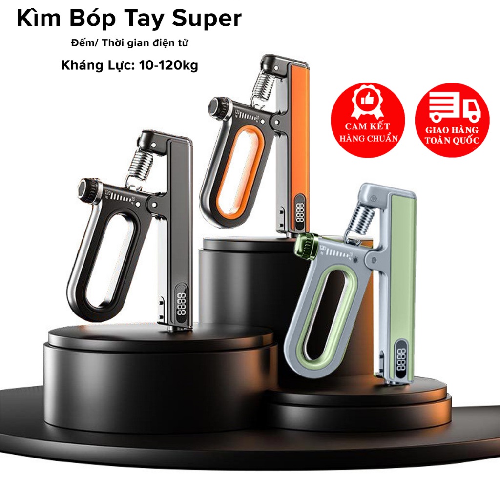 Kìm bóp tay 120kg Siêu Khỏe - Kìm bóp tập cơ tay có màn hình điện tử đếm số - Hàng Chính hãng dododios