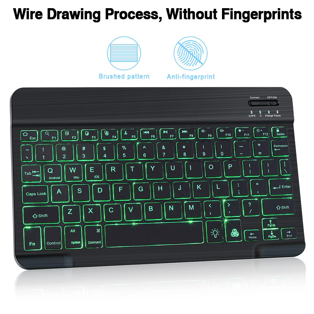 Bàn Phím Bluetooth Mini Không Dây Bàn Phím Có Đèn Nền Cho Ipad Máy Tính Xách Tay Cho Điện Thoại Máy Tính Bảng Cao Su Keycaps Sạc Bàn Phím