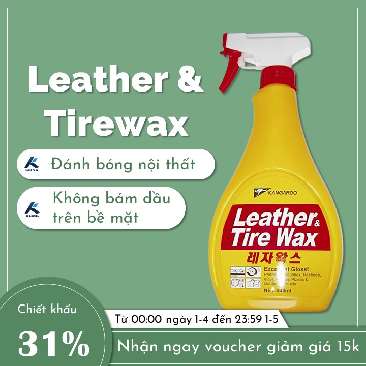 Dung dịch dưỡng bóng bề mặt da, nhựa và lốp xe Kangaroo Leather &amp; Tire Wax 500ml