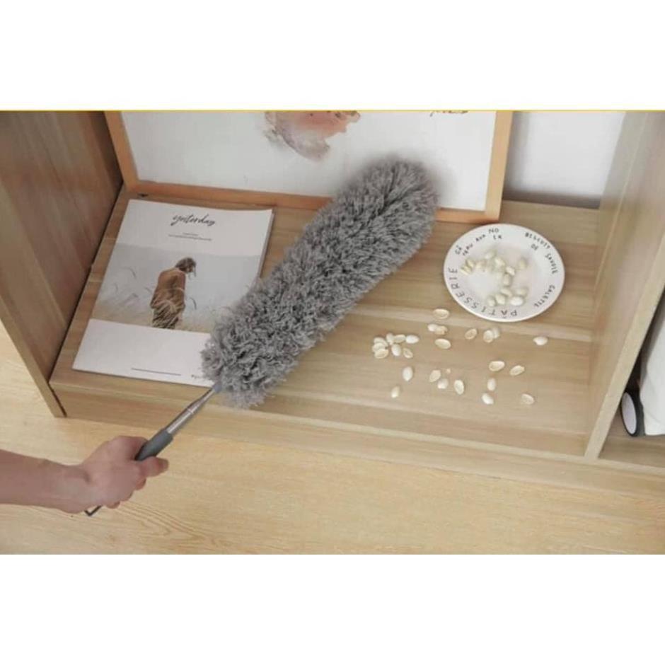 Chổi quét bụi cán Inox dài 70 - 252 cm có thể kéo rút Cây phất trần san hô Microfiber Duster