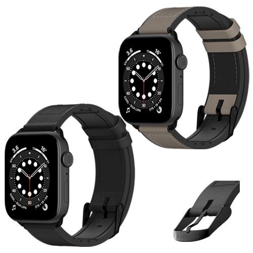 Dây đeo SwitchEasy Hybrid Silicone-Leather For Apple Watch Series (1~8/ SE/Ultra) da thật cao cấp. Hàng Chính Hãng