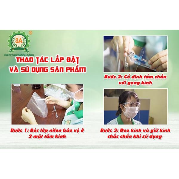 COMBO 10 Kính Chống Giọt Bắn 3A, Chống Bụi, Chống Văng Bắn Virut Vi Khuẩn, Chống Tia UV Bảo Vệ Mắt
