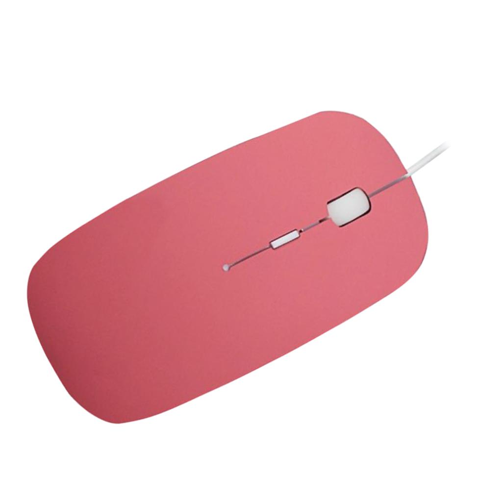 Ultra Thin Slim USB Optical Wired Mouse for PC Laptop Windows Macbook-Pink