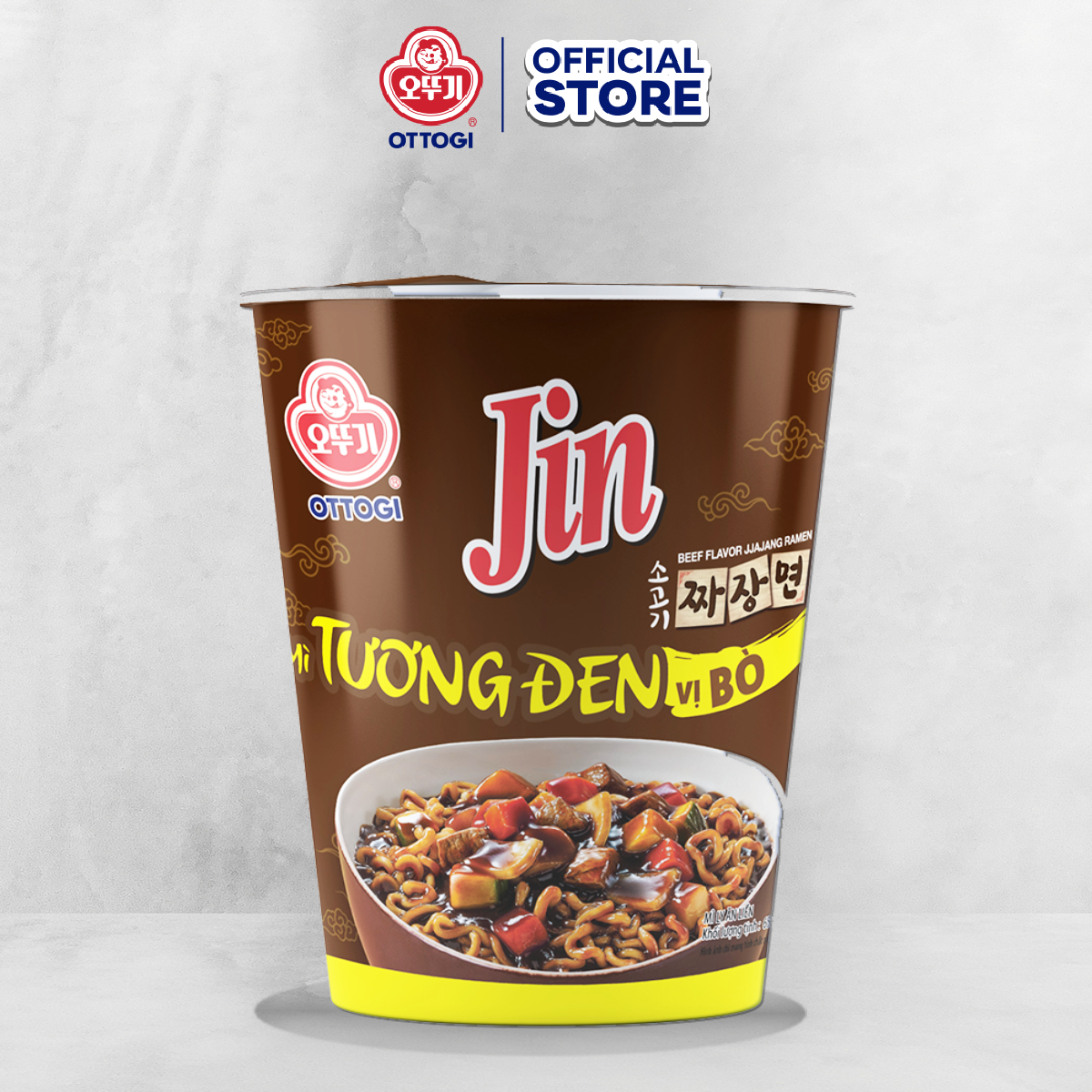 Combo 6 ly Mì Jin Tương Đen vị bò Ottogi 65g