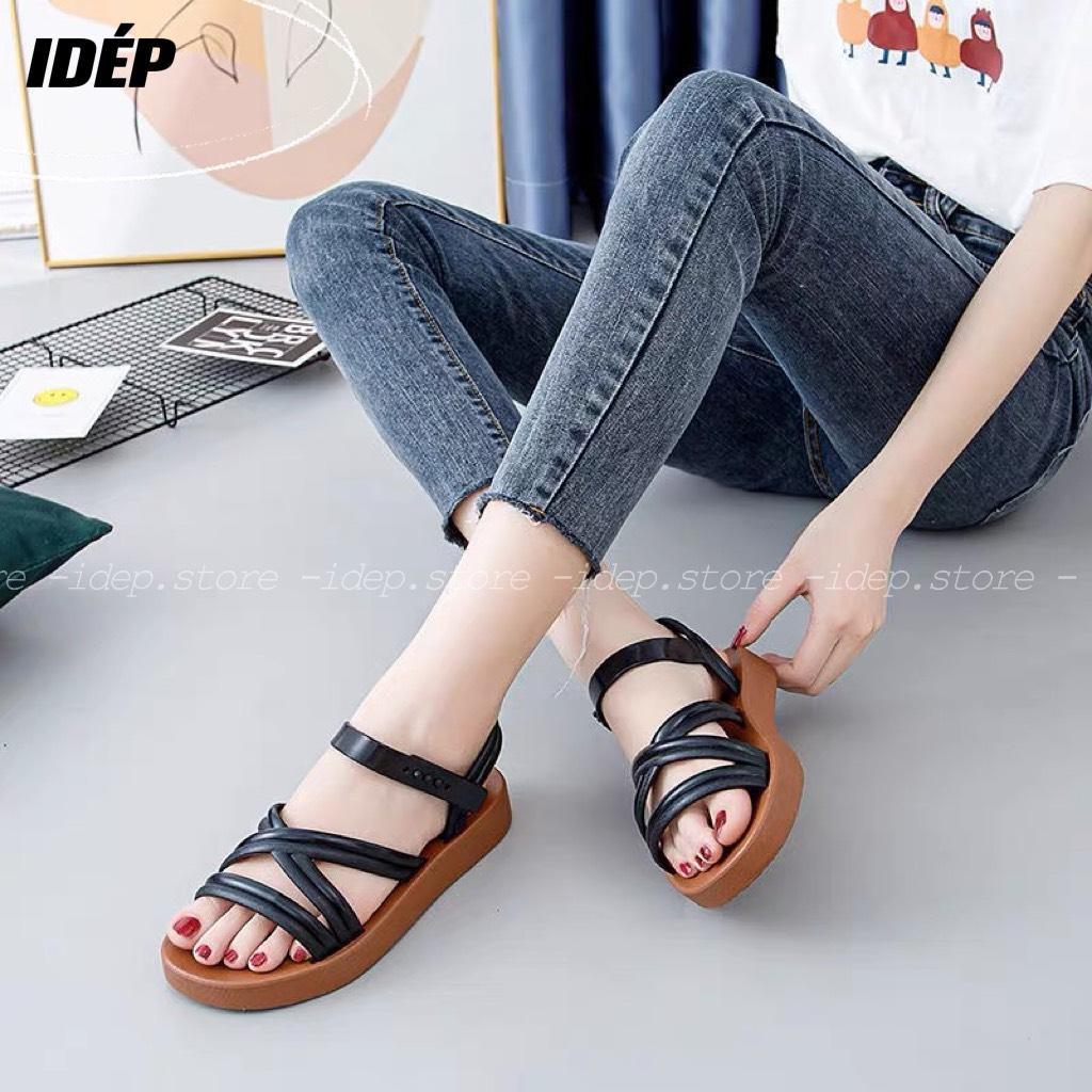 Giày sandal nhựa quai chéo chất liệu cao su INS đi biển, đi mưa siêu bền chống trơn iDÉP- GL070