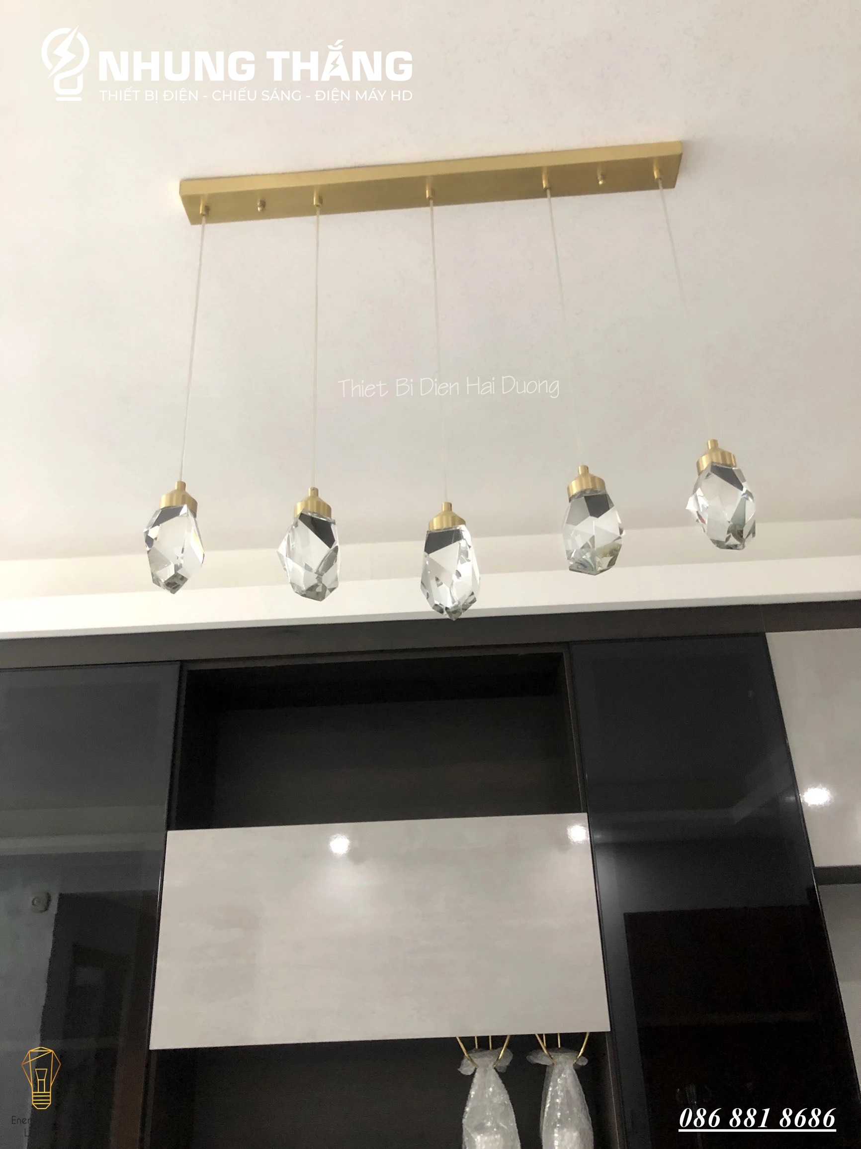 Bộ 5 Đèn Thả Pha Lê Thủy Tinh Cao Cấp DGT-888 - Decor Phong Cách Sang Trọng - Kiểu Dáng Hiện Đại ,Độc Đáo