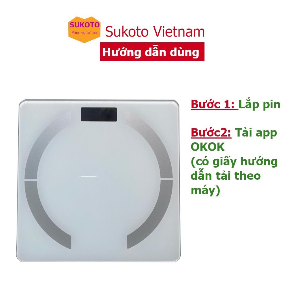 Cân điện tử đo mỡ máu, lượng cơ, tỉ lệ mỡ cơ thể kết nối app bluetooth, Tặng kèm thước dây