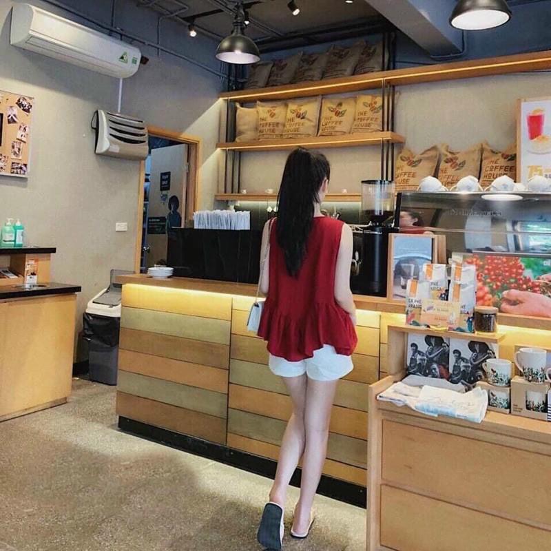 Sét đùi vải đũi áo xoè bèo tay ngắn cực xinh ở nhà hay xuống phố đều xinh