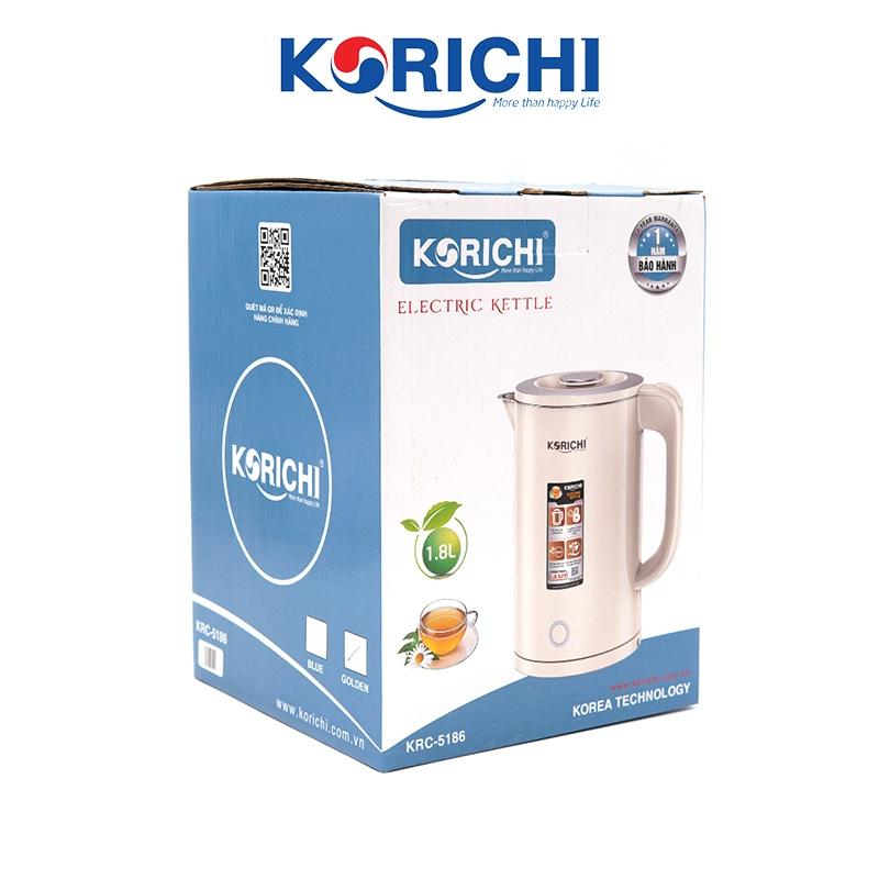 Ấm siêu tốc Korichi - KRC - 5186 - 1.8L 1800W - Bảo hành 12 tháng ( Hai màu kem, xanh)- Hàng chính hãng