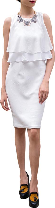 Bộ Đầm Dây Ôm Và Áo Xòe Lụa Hai Tầng Hanali - Trắng