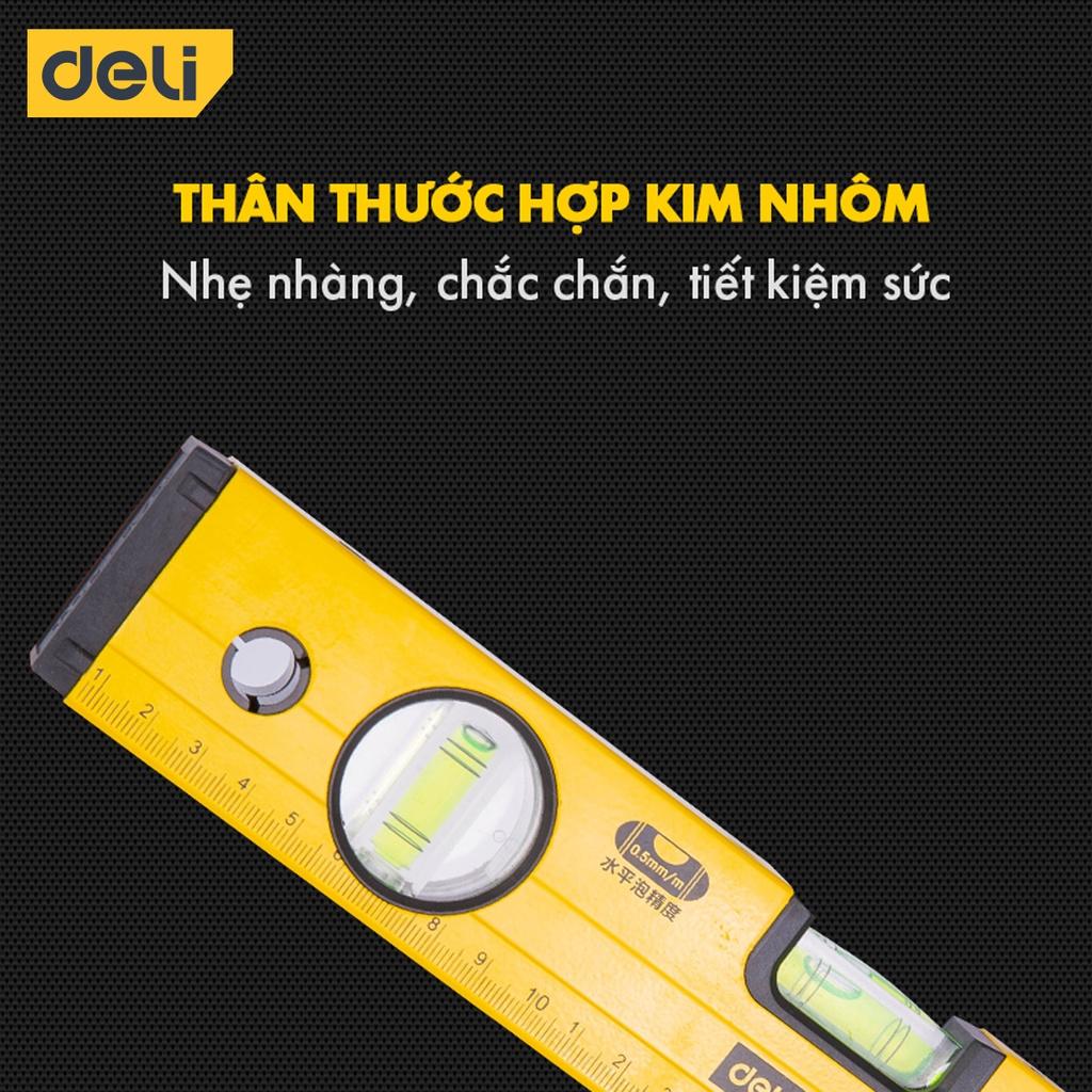 Thước Thủy Deli Cao Cấp Chính Hãng - Chất Liệu Hợp Kim Nhôm Siêu Bền, Chính Xác Tuyệt Đối, Tiện Dụng DL290230 EDL290400