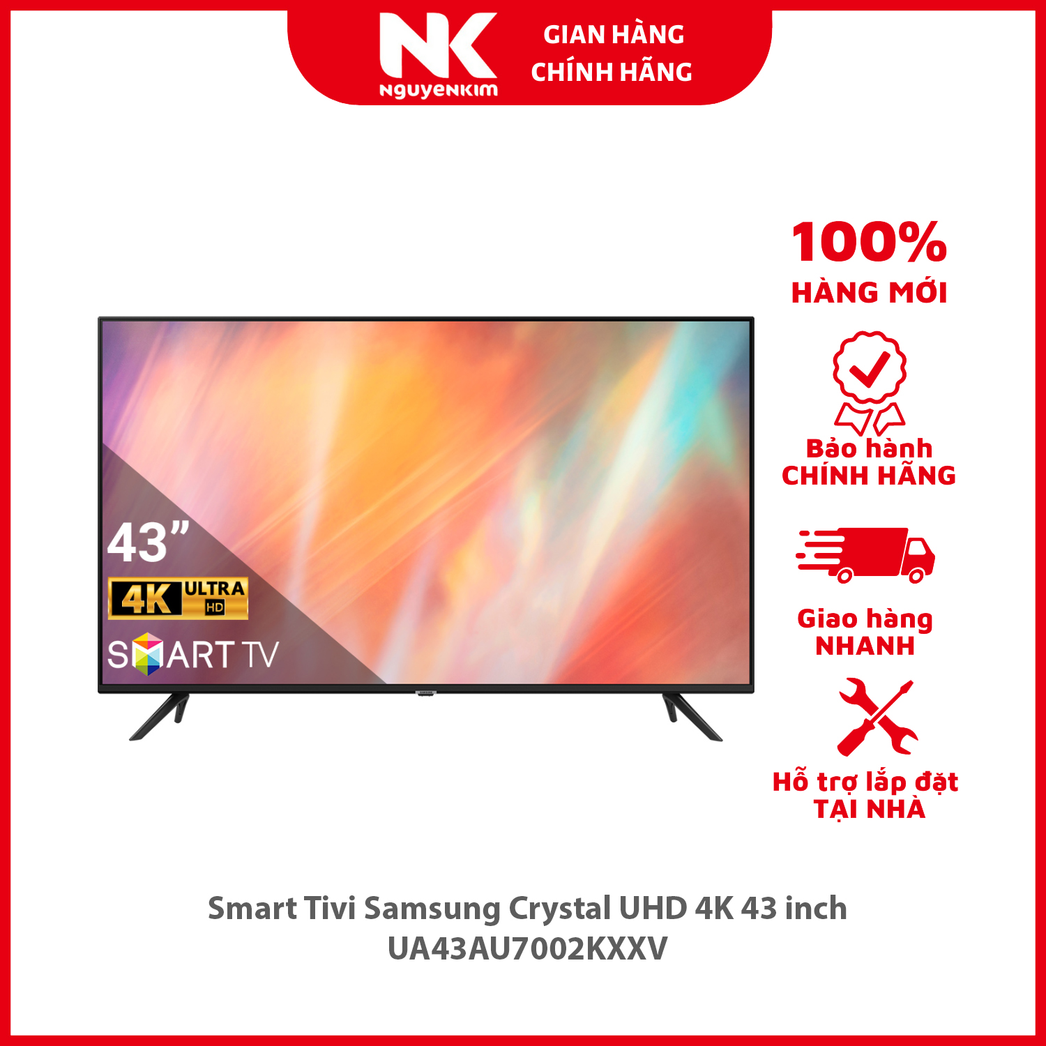 Smart Tivi Samsung Crystal UHD 4K 43 inch UA43AU7002KXXV - Hàng chính hãng