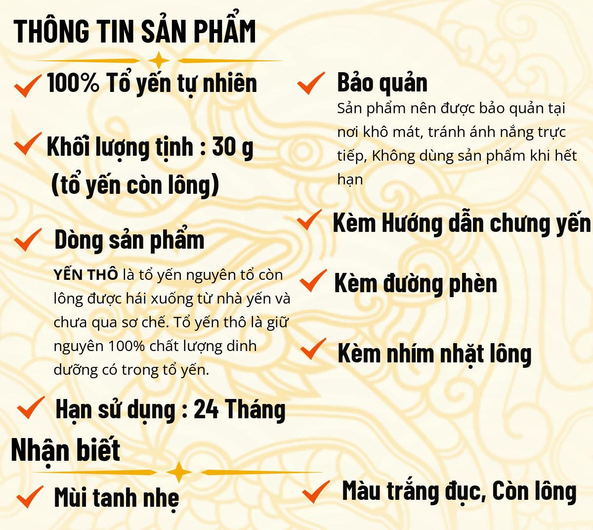 Tổ yến sào thô nguyên tổ ít lông ,100% nguyên chất tự nhiên - Yến sào trinh chế - Yến sào trung nam