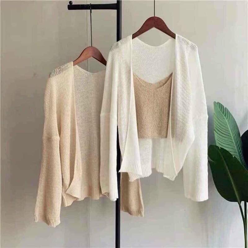 Áo Khoác Cardigan Len Mỏng Cho Nữ Phong Cách Hàn Quốc Sexy, Labibi
