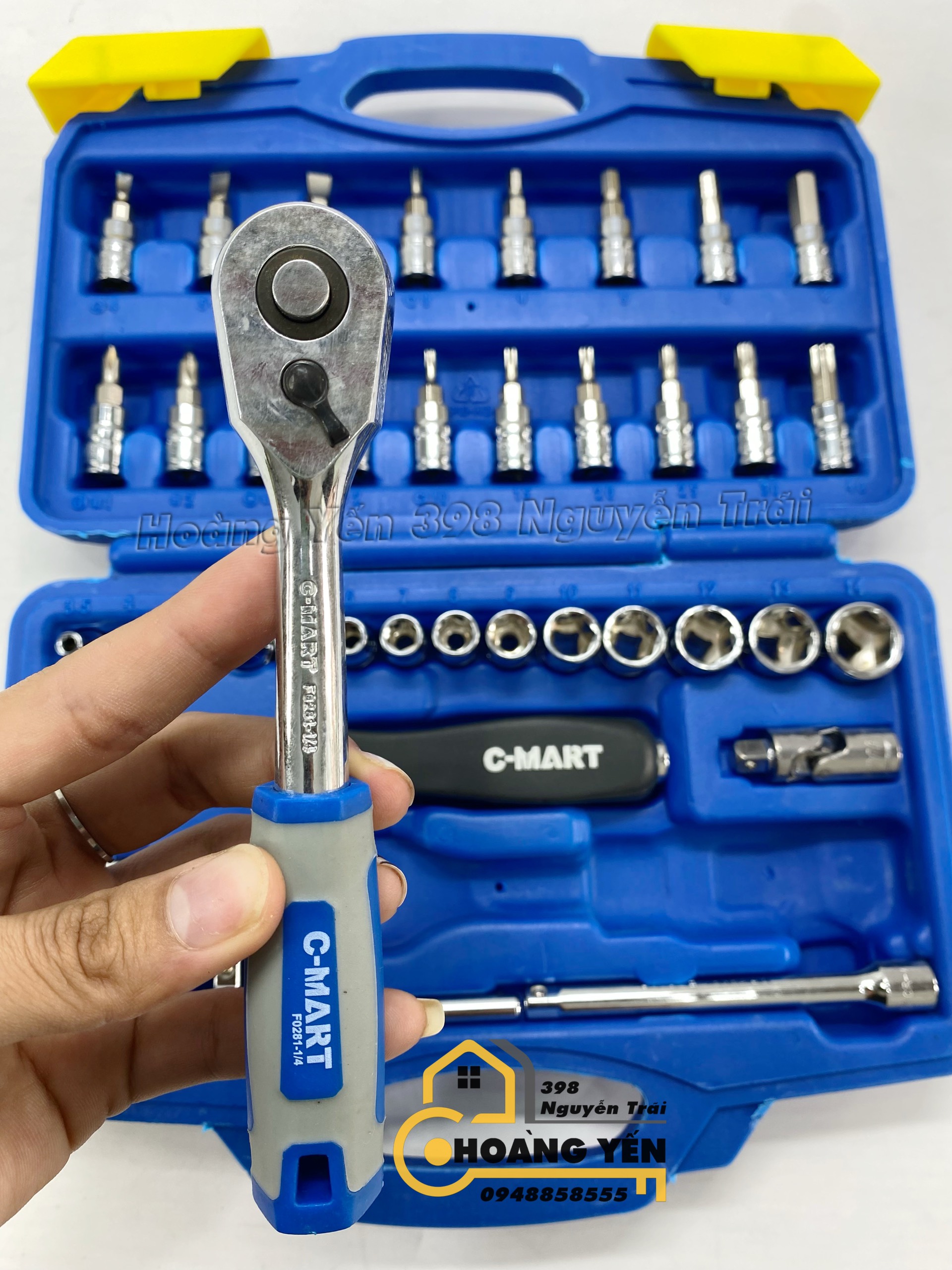 Bộ dụng cụ đa năng đầu tovit đầu tuýp 38 chi tiết chính hãng C-MART